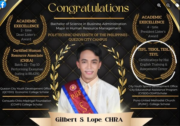 Congratulatory Publication Material for Gilbert S. Lope, CHRA